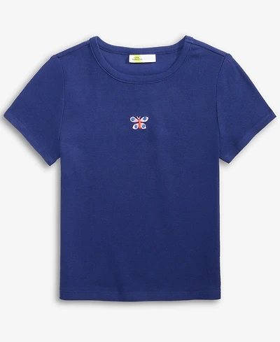 Epic Threads Little & Big Girls Butterfly Embroidered Ribbed T-Shirt, Exclusively at Macy's