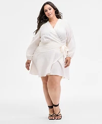Nina Parker Trendy Plus Crinkle Wrap Dress