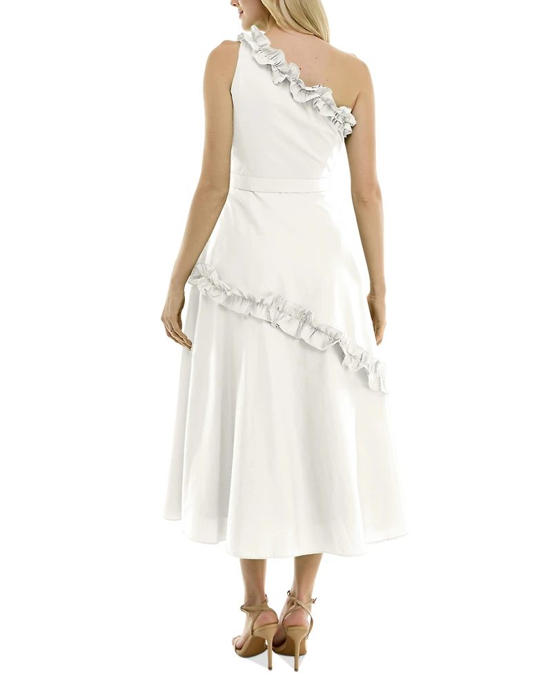 Taylor Women's Ruffled A-Line One-Shoulder Dress