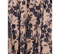 Xscape Petite Short-Sleeve Boat-Neck Embellished-Overlay Gown