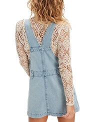 Free People Women's Edie Denim Cotton Overalls Dress