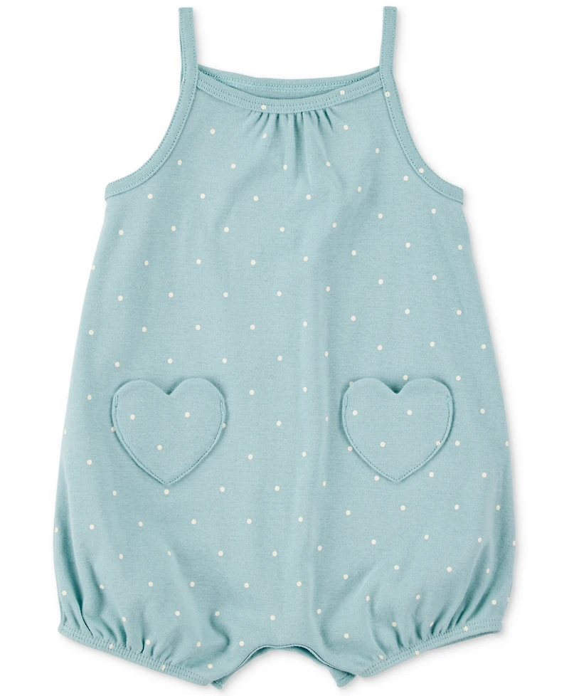 Carter's Baby Girls Cotton Heart-Pocket Sleeveless Romper
