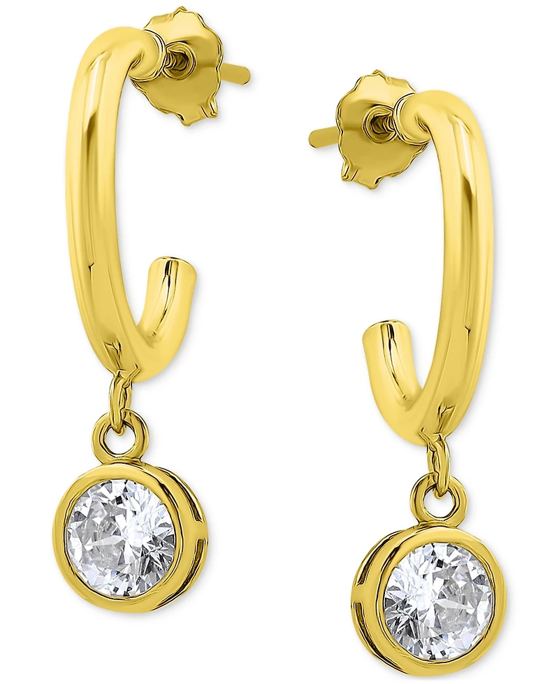 Giani Bernini Cubic Zirconia Bezel Dangle Hoop Earrings, Exclusively at Macy's