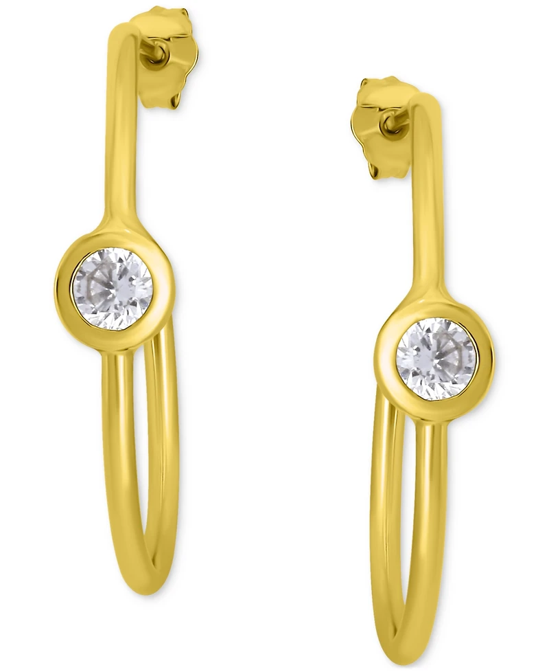 Giani Bernini Cubic Zirconia Bezel Small Hoop Earrings, 0.75", Exclusively at Macy's