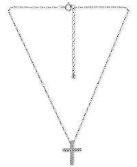 Giani Bernini Cubic Zirconia Cross Pendant Necklace, 16" + 2" extender, Exclusively at Macy's