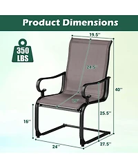 Set of 2 Patio Chairs C-Spring Motion Chairs with Quick-drying & Breathable Fabric