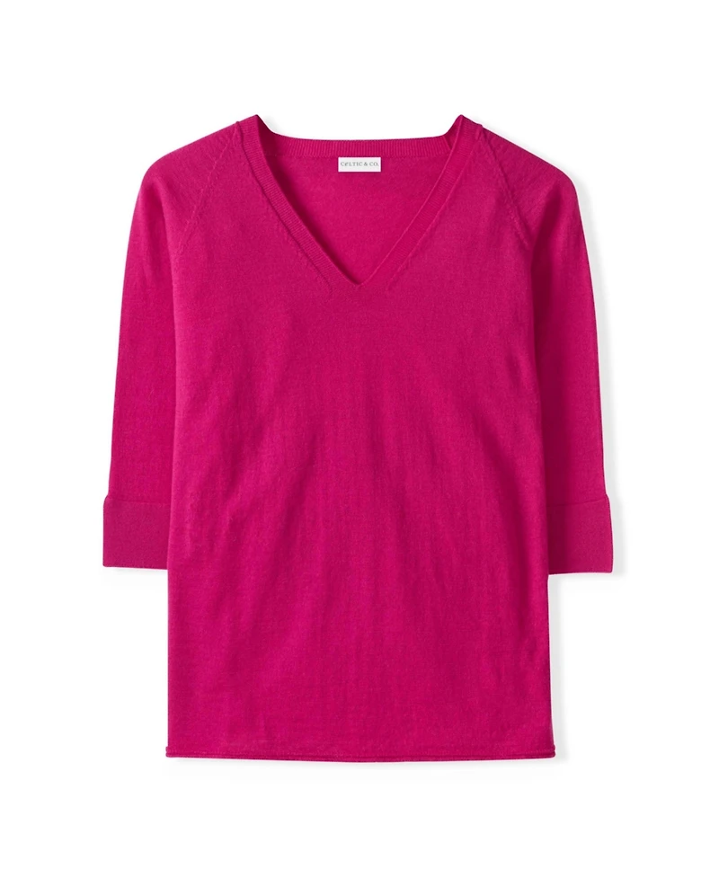 Celtic & Co. Women's Fine Knit Merino V-Neck Sweater