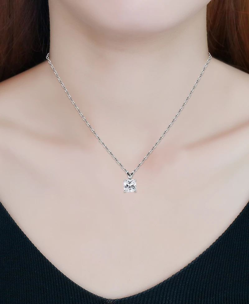 Giani Bernini Cubic Zirconia Cushion Solitaire Pendant Necklace, 16" + 2" extender, Exclusively at Macy's