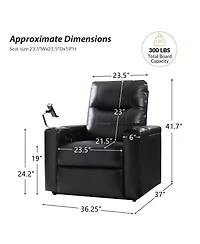 Modern Lothaire Genuine Leather Power Recliner with Adjustable Headrest