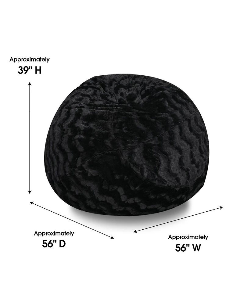 5ft Faux Fur Bean Bag Chair for Adults and Kids with Washable Cover Shredded Memory Foam Large Comfy Lounger Bedroom Living Room or Dorm-The Pop H
