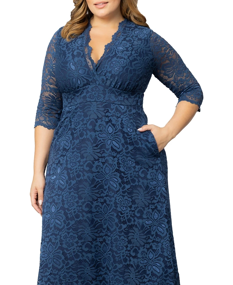 Kiyonna Women's Plus Maria Lace Evening Gown