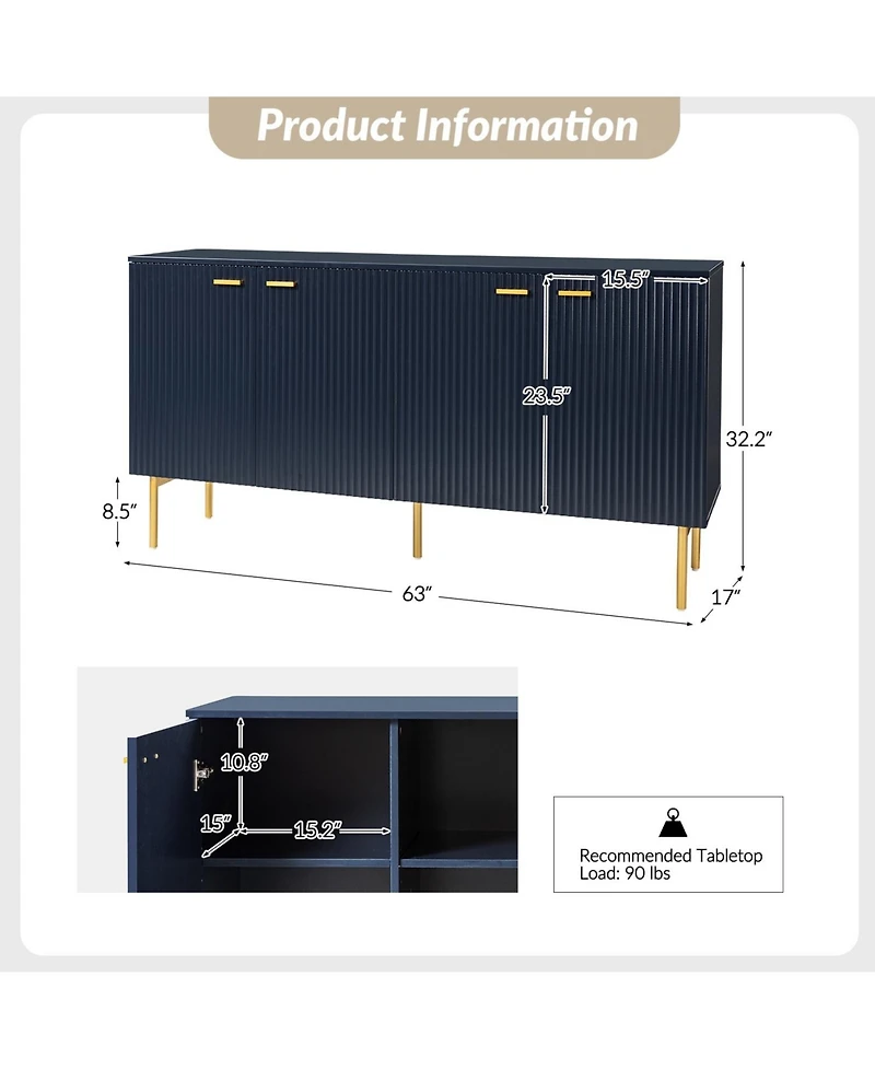 Brian 63"Wide 4 Door Sideboard