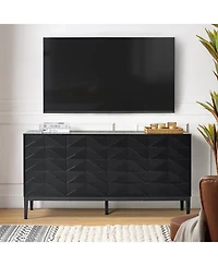 Dennis Mid-Century Modern 63"Wide 4 Door Sideboard with Adjustable Shelves