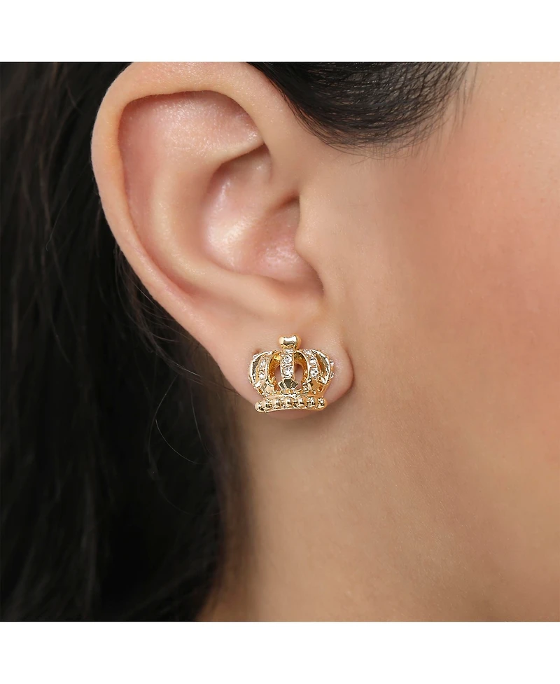 Juicy Couture Gold-Tone Crystal Crown Keychain & Earring Set