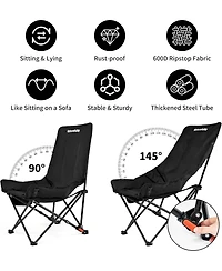 Naturehike Seastar Padded Camping Chair, Oversized 2-Position Adjustable Folding Portable Camp Chair with Side Pocket & Carry Bag