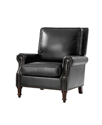 Traditional Raymond Genuine Leather Recliner with Classic Roll-arm