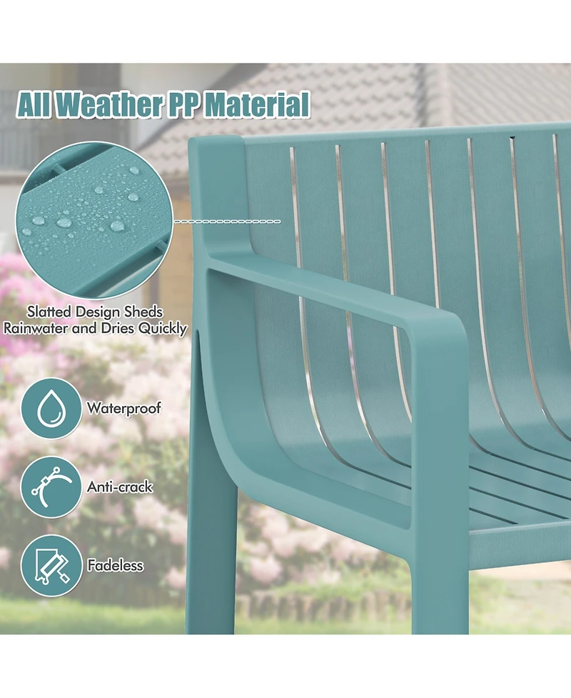 Patio Chairs Set of 4 Weather-resistant Plastic Outdoor Armchairs