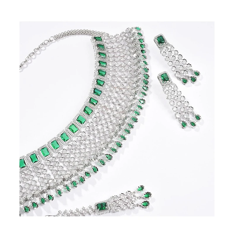 Sohi Women's Silver Plated Designer Jewellery Set