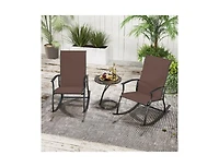 2 Pieces Outdoor Rocking Chairs with Breathable Backrest