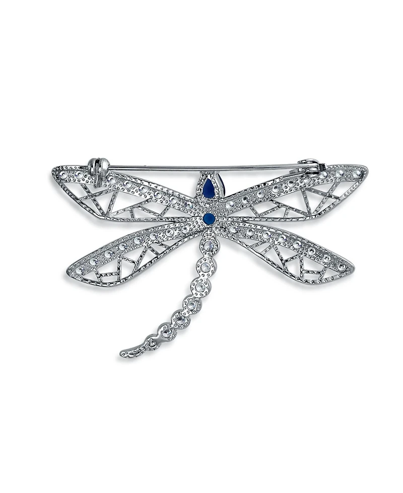 Bling Jewelry Sapphire Blue Cz Butterfly Dragonfly Brooch Pin Silver Plated