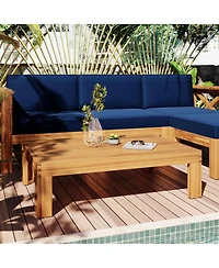 Mondawe Outdoor Wood 5-Piece Sectional Sofa Seating Group Set with Cushions