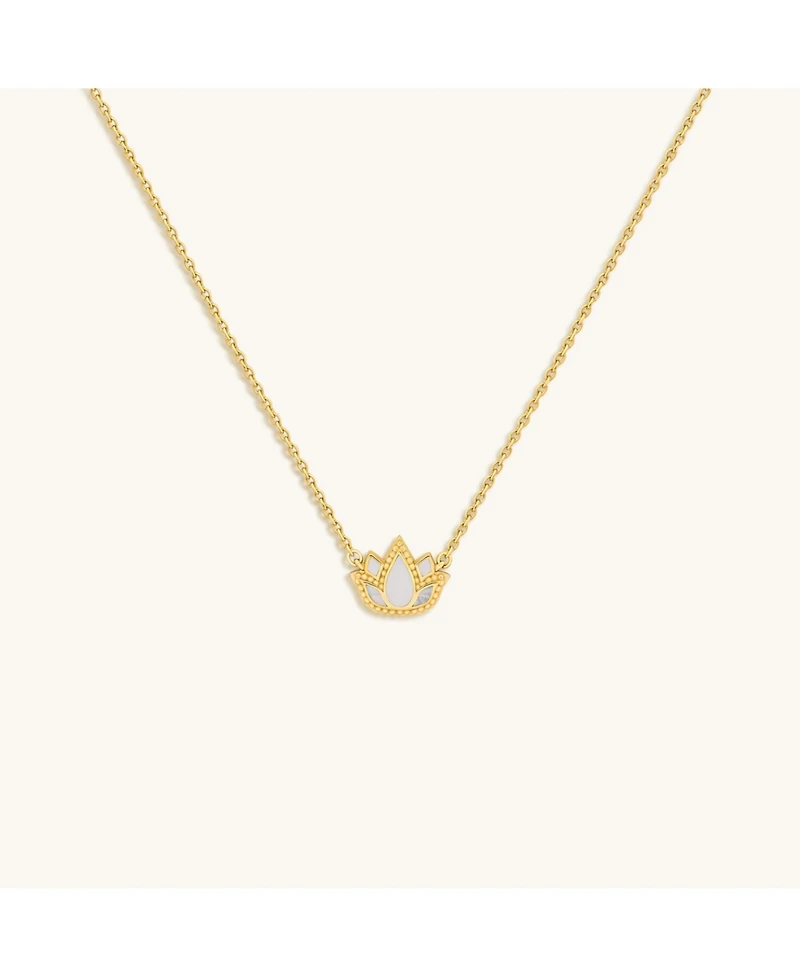 Enlightened Soul Lotus Mother Of Pearl Necklace