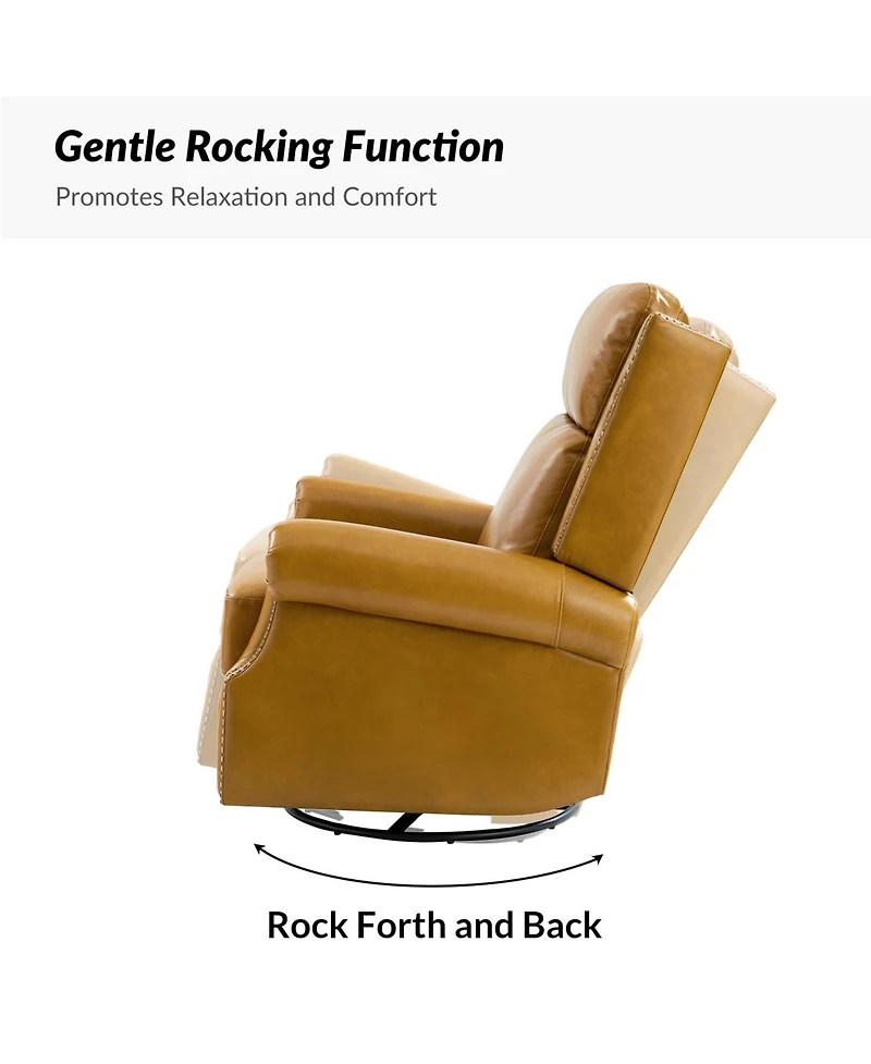 Paoletta Genuine Leather Manual Swivel Glider Recliner