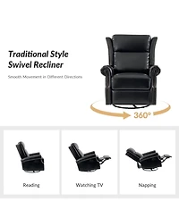 Paoletta Genuine Leather Manual Swivel Glider Recliner