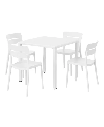 5-Piece Outdoor Metal Frame Dining Table Patio Set with Stackable Patio Dining Chairs