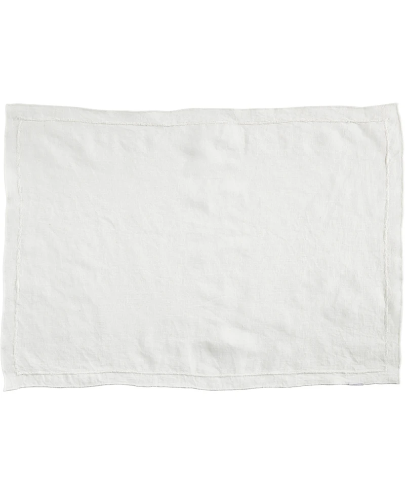 Saro Lifestyle Stonewashed Overlock Linen Edge Placemats, 14" x 20"
