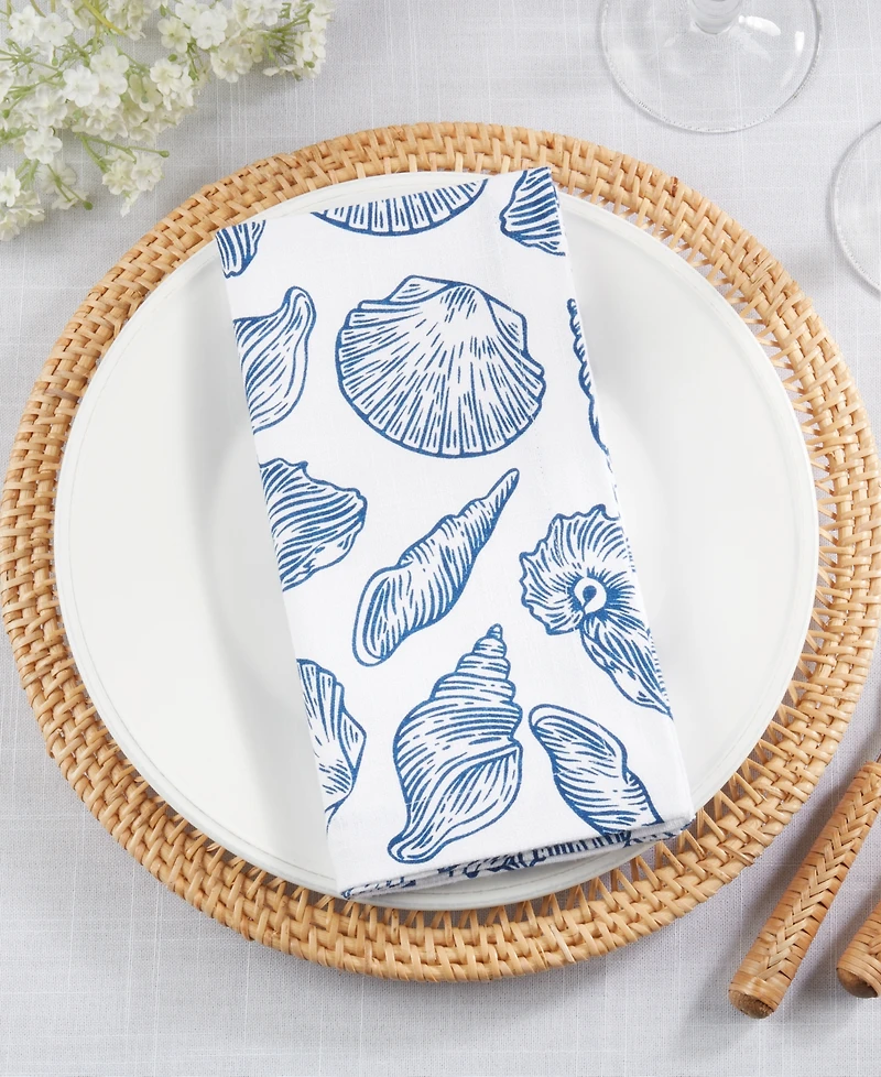 Saro Lifestyle Seaside Sea Shells Cotton Napkins, 20" x 20"