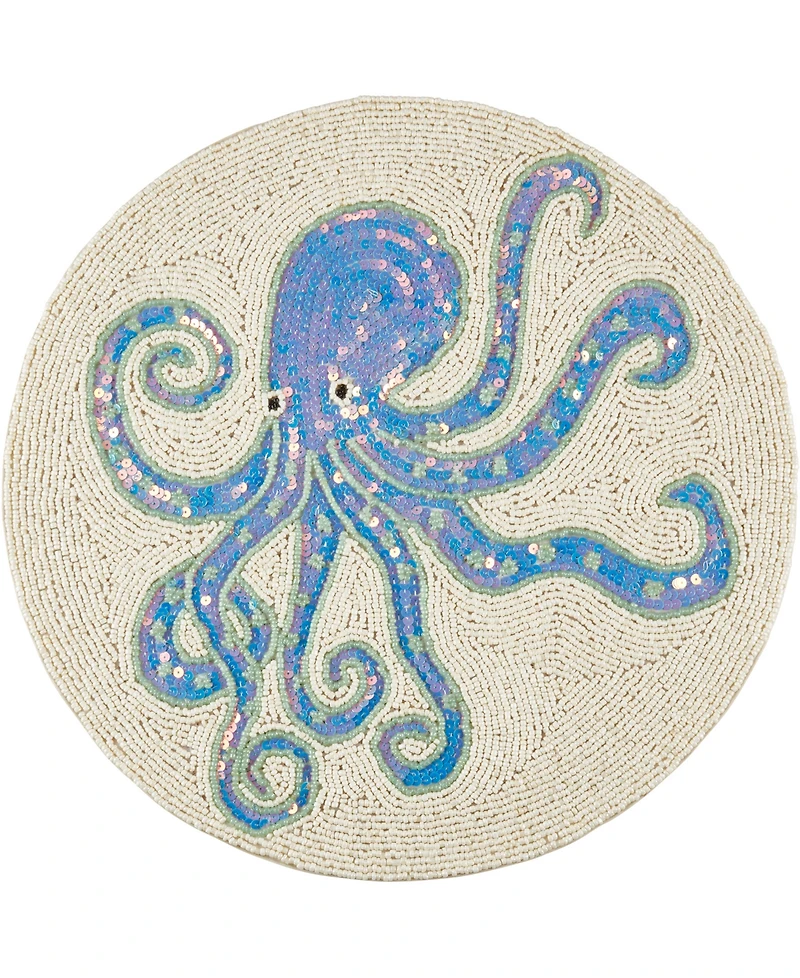 Saro Lifestyle Tentacle Treasure Beaded Placemats, 15" Round