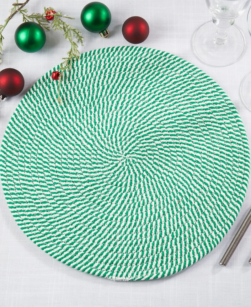 Saro Lifestyle Stripe of Mint Placemats, 15" Round