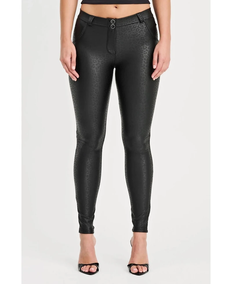 Freddy Women's Panther Faux Leather Mid-Rise Sculpting Pants