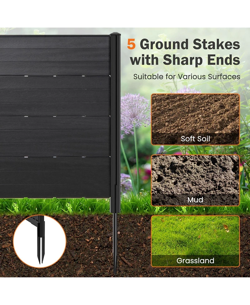Outdoor Privacy Fence Screen with 5 Ground Stakes for Garden Yard Patio