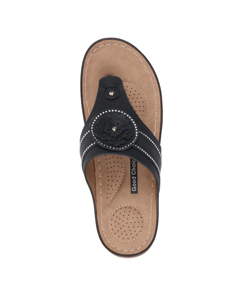 Gc Shoes Women's Vickie Flower Thong Flat Sandals