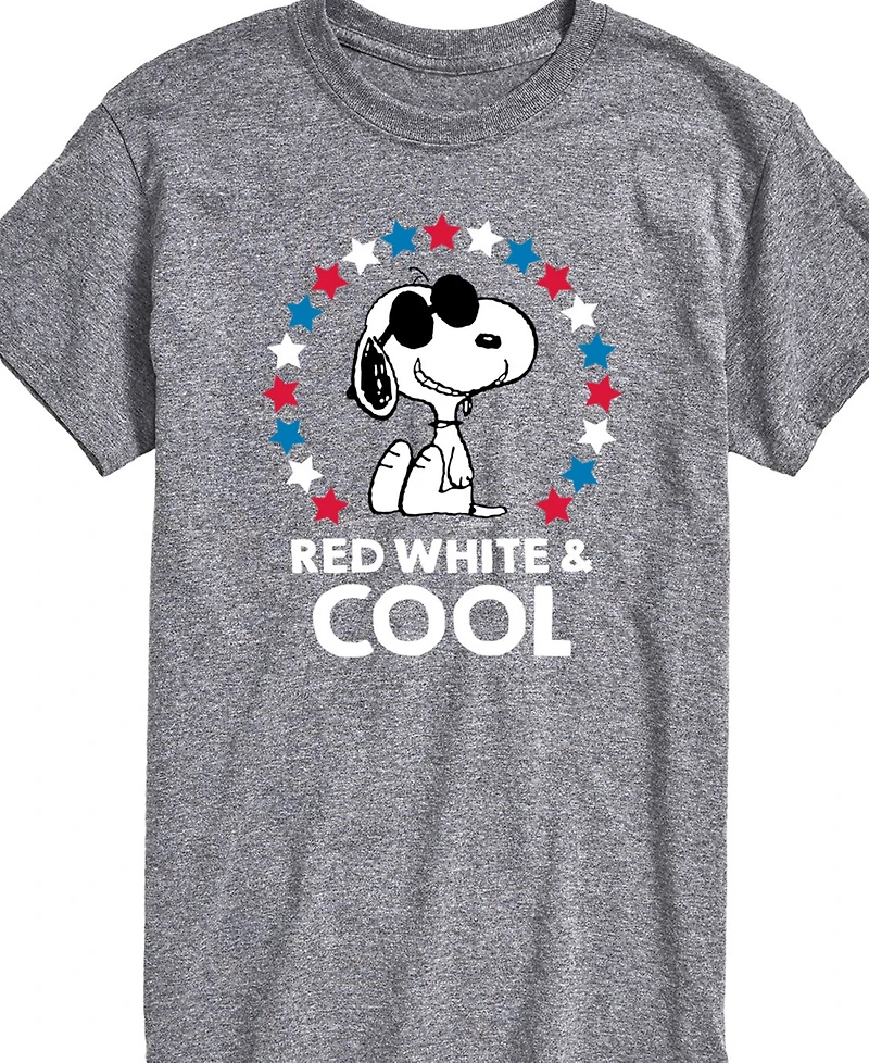 Airwaves Men's Peanuts Snoopy Flag Fireworks Short Sleeve T-Shirt