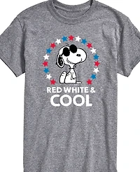 Airwaves Men's Peanuts Snoopy Flag Fireworks Short Sleeve T-Shirt