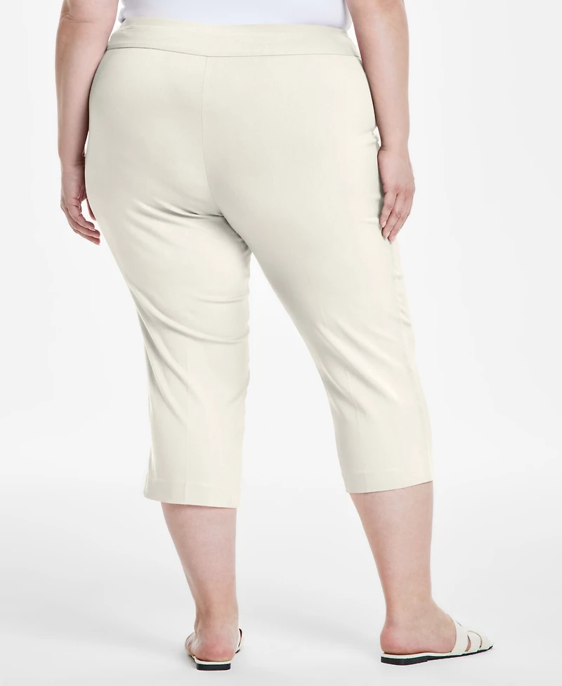 Jm Collection Plus Tummy Control Pull-On Capri Pants, Exclusively at Macy's