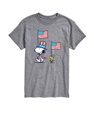 Airwaves Men's Peanuts Snoopy Woodstock Flag March Short Sleeve T-Shirt