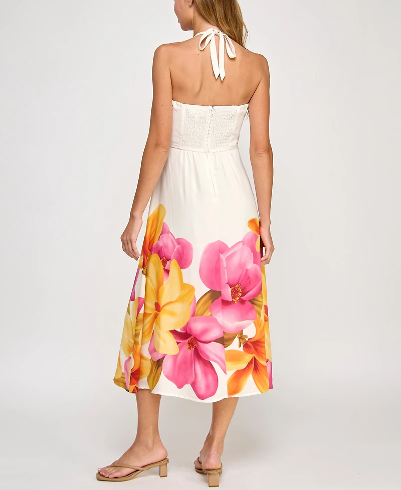 Trixxi Juniors' Halter-Neck Floral-Print Midi Dress