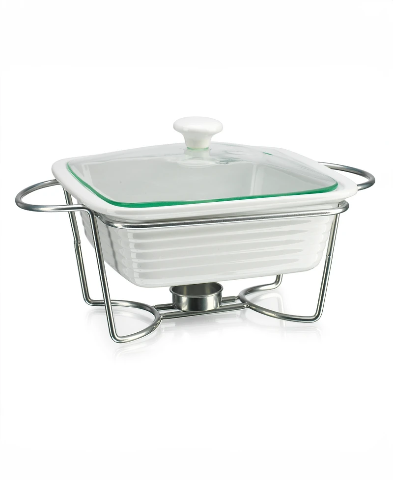 Godinger White Square Porcelain Baker With Stand