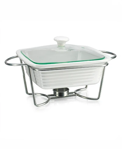 Godinger White Square Porcelain Baker With Stand