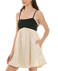 Row A Juniors' Emma Colorblocked Babydoll Dress