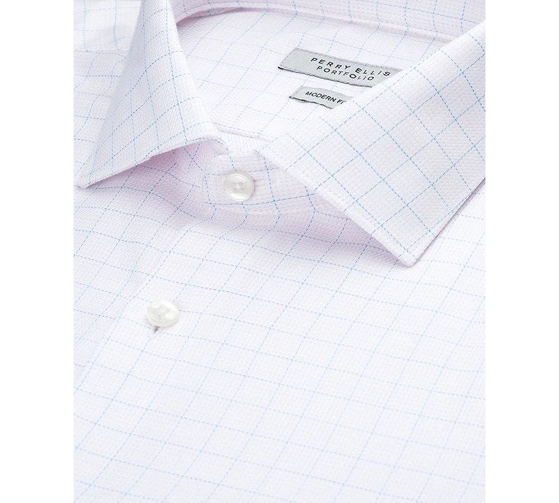 Perry Ellis Portfolio Men's Textured Tattersall Dress Shirt