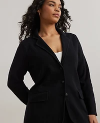 Lauren Ralph Women's Plus Combed Cotton Single-Breasted Blazer