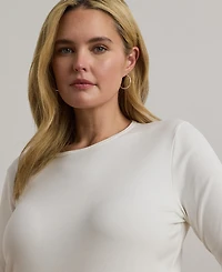 Lauren Ralph Plus Stretch Long-Sleeve Tee