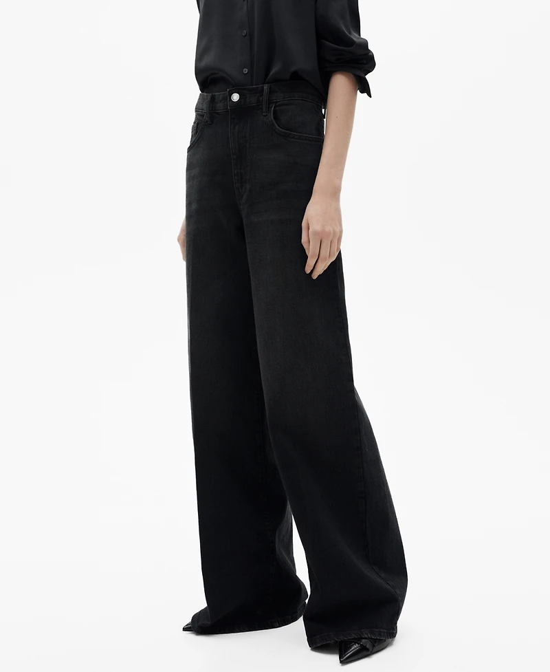 Mango Women's High-Waist Wide Leg Jeans