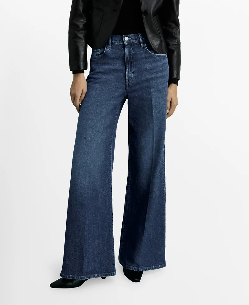 Mango Women's High-Waist Wide Leg Jeans