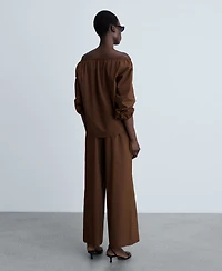 Mango Women's Straight-Fit Cotton Pants